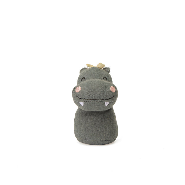 Linen Cotton Mini Rattle | Hippo
