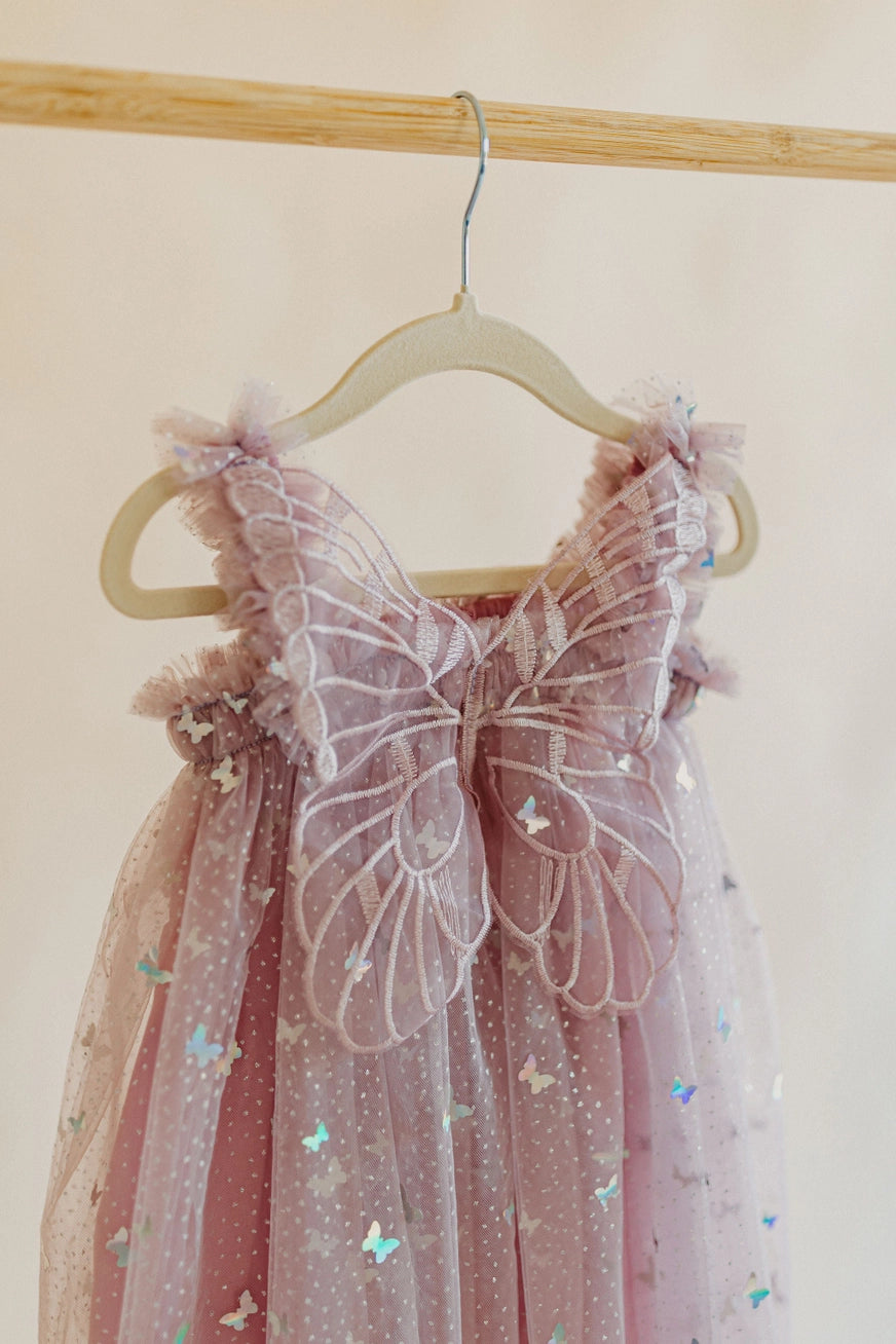 Wings Tulle Party Dress | Mauve Butterfly