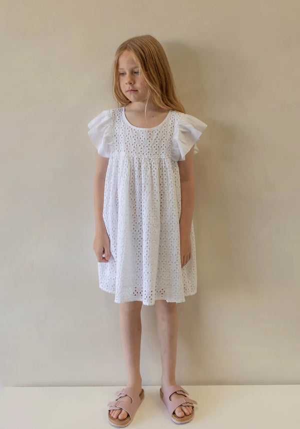 Flutter Shoulder Dress | Shell Broderie