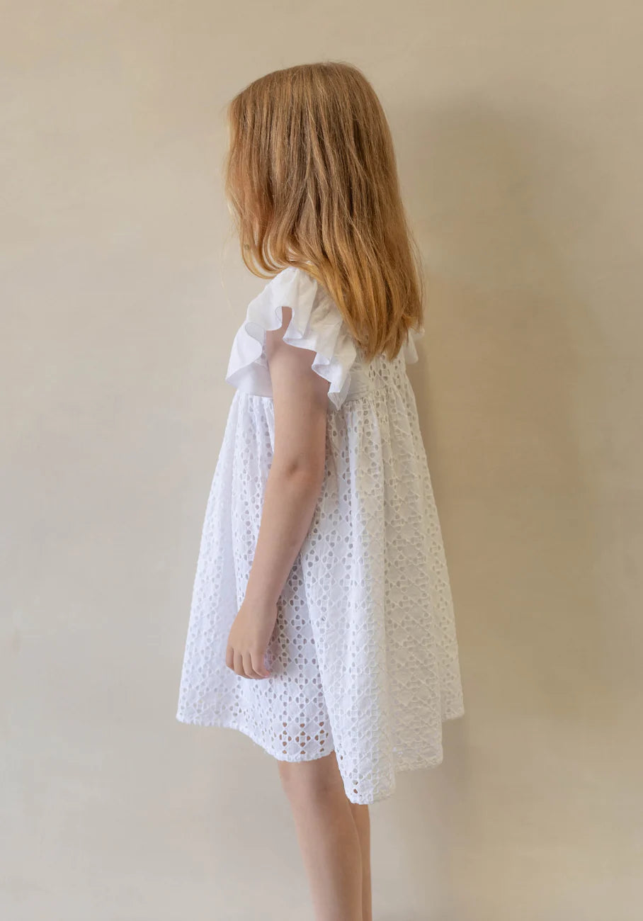 Flutter Shoulder Dress | Shell Broderie