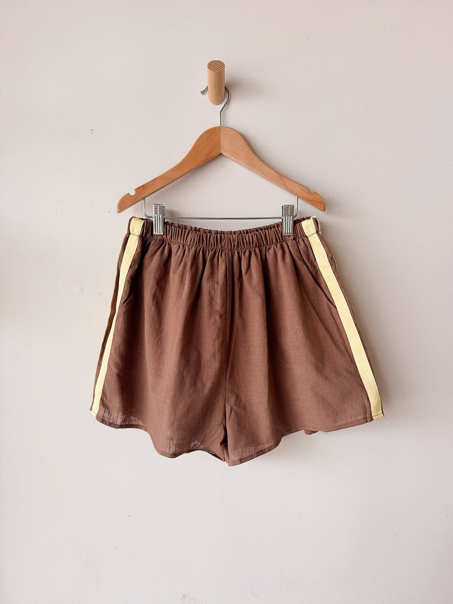 Women's Shorts | Chocolate/Yellow Racer Stripe