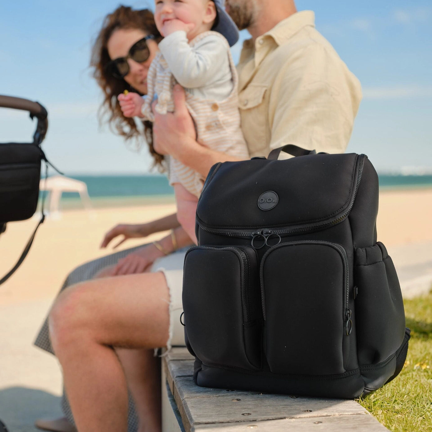 Nappy Backpack l  Black Neoprene