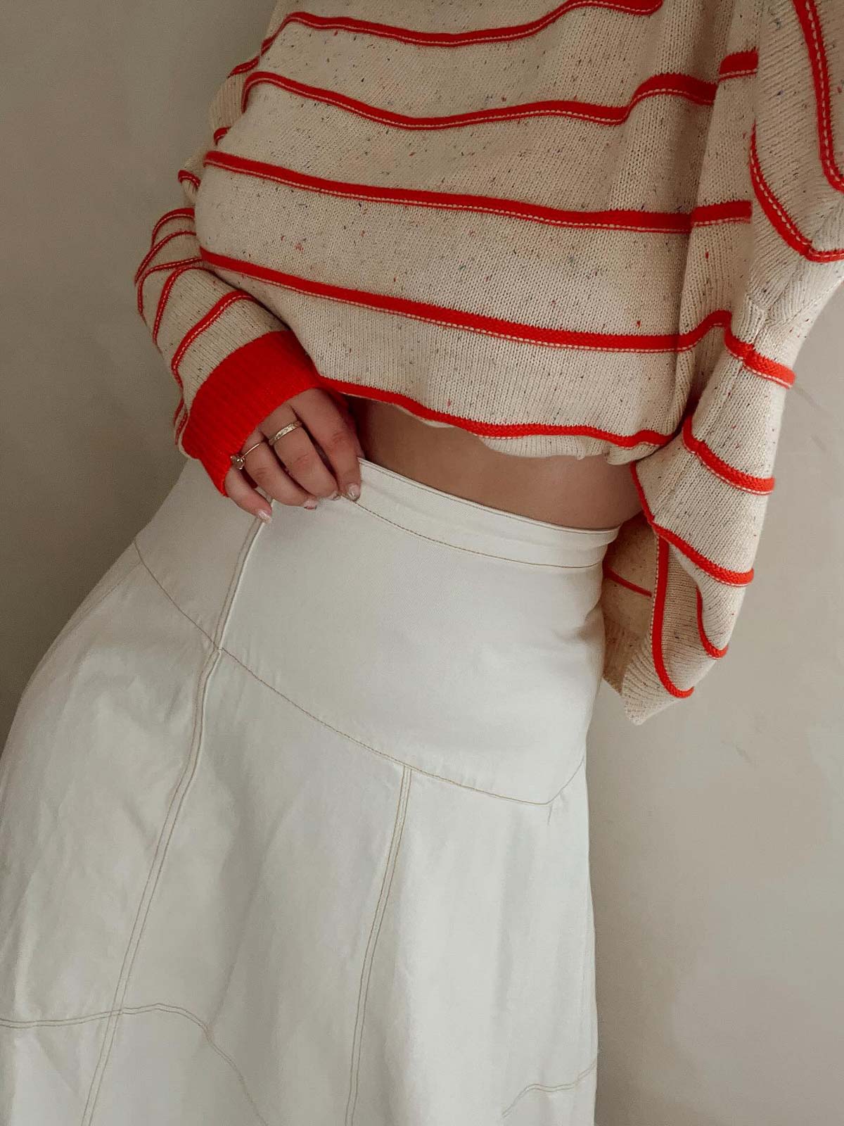 Adults Boxy Cotton Sweater | Sunset Stripe