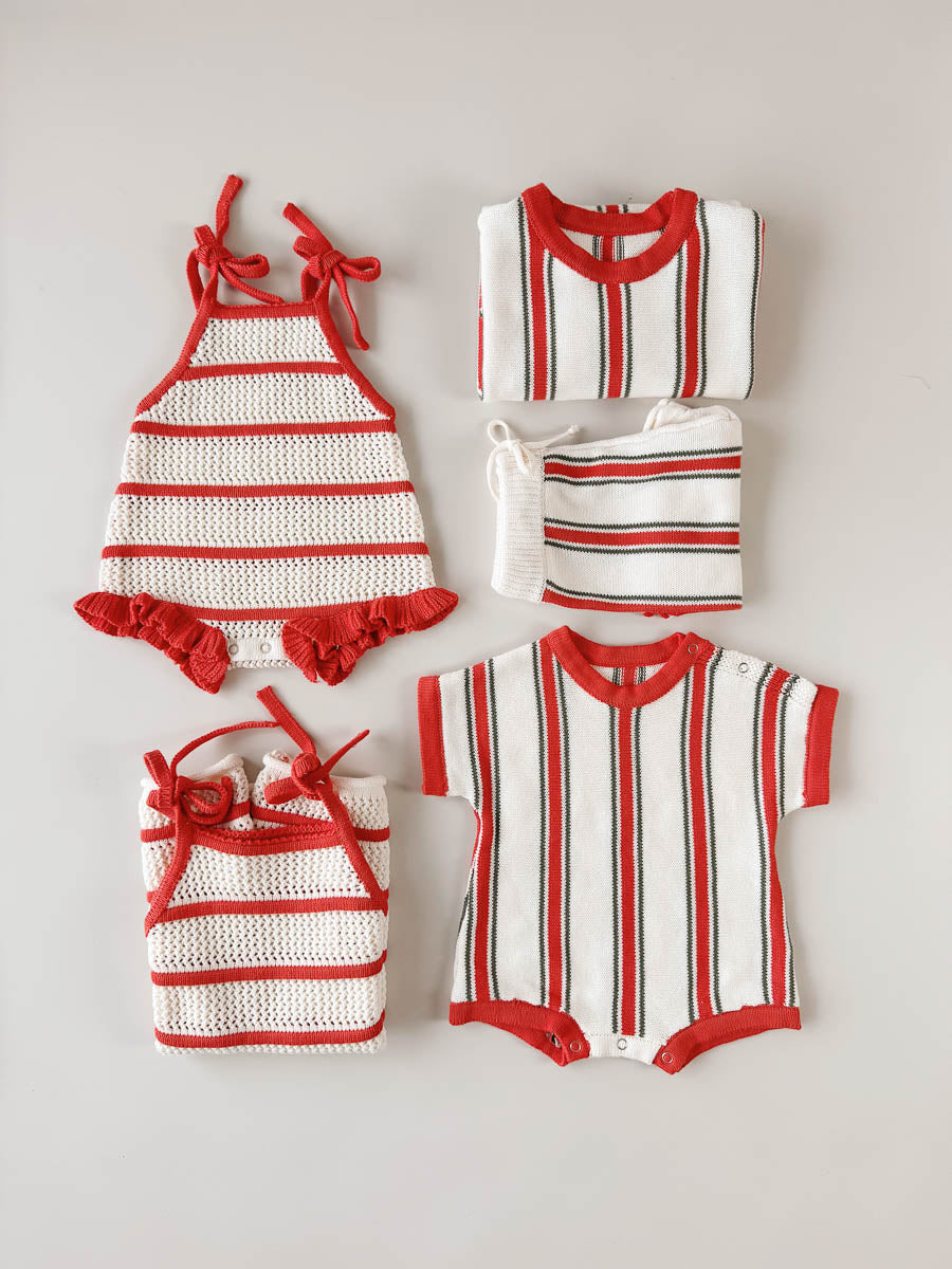 Retro Stripe Cotton Baby Romper
