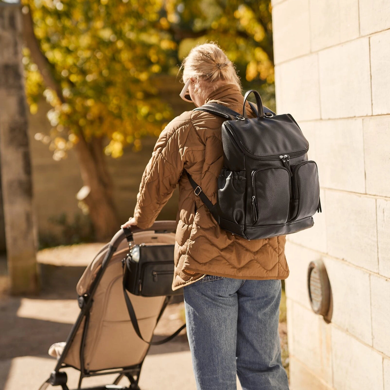 Nappy Backpack l  Black Dimple Vegan Leather
