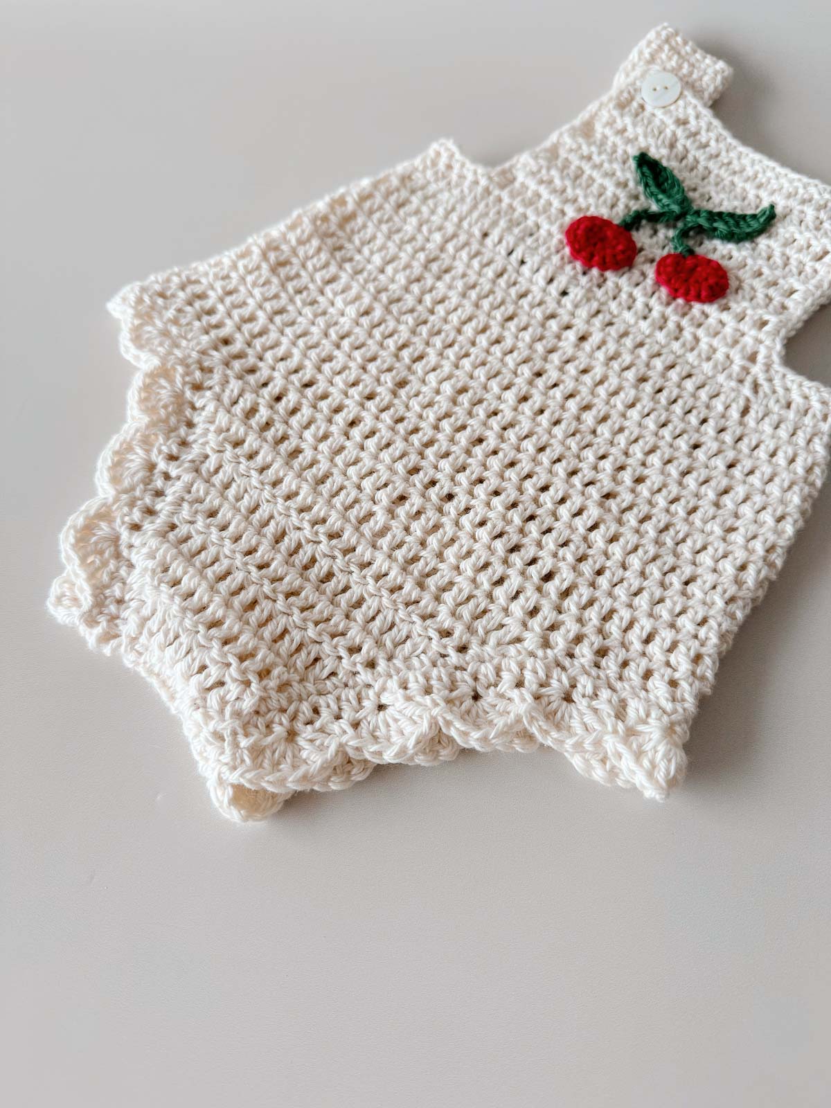 Cherry Keepsake Hand Crochet Romper