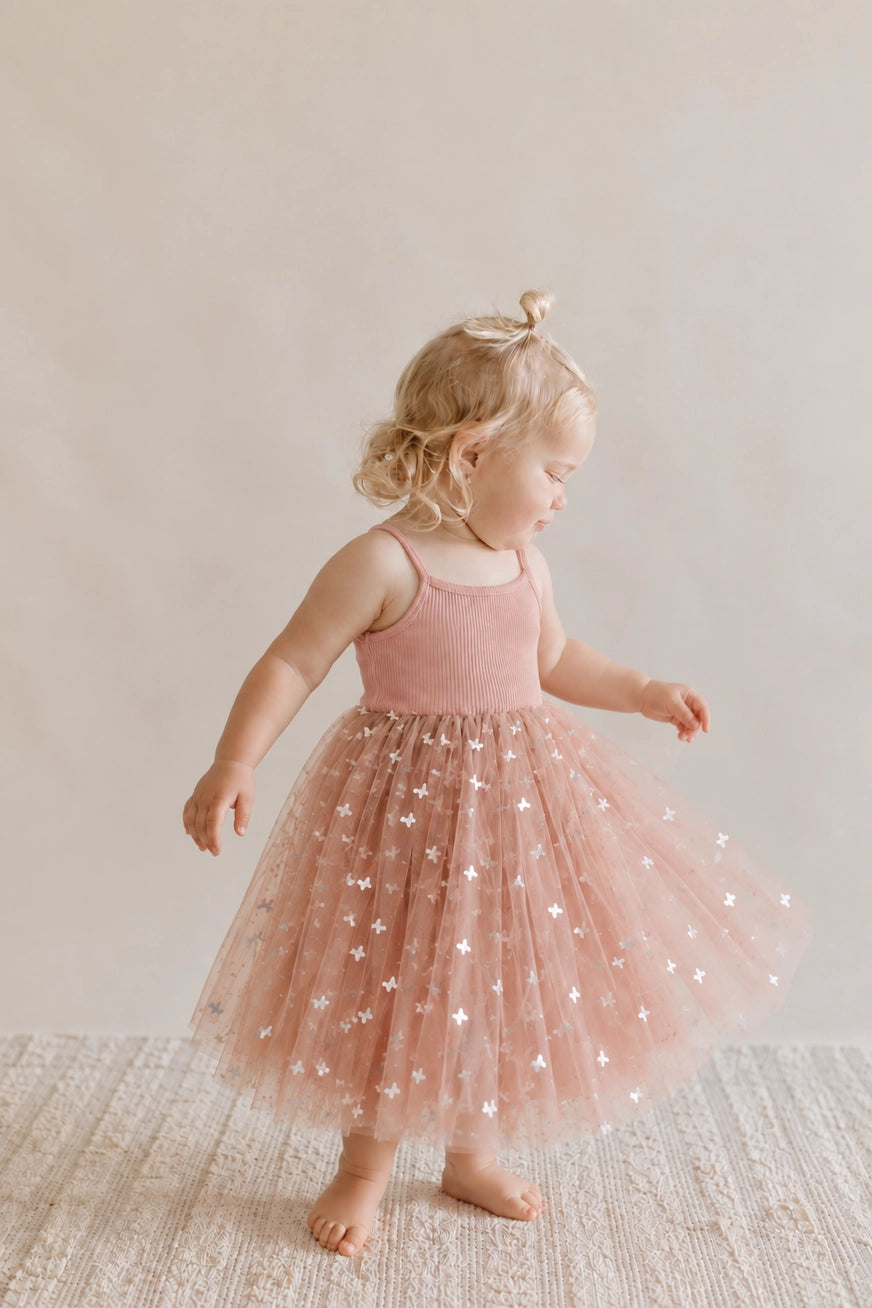 Tulle Party Dress | Dusty Pink Butterfly
