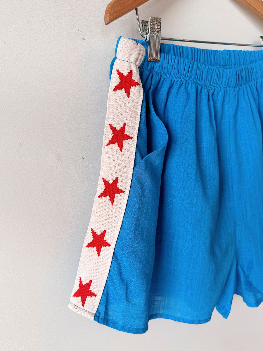 Women's Shorts | Blue/Red Star Trim