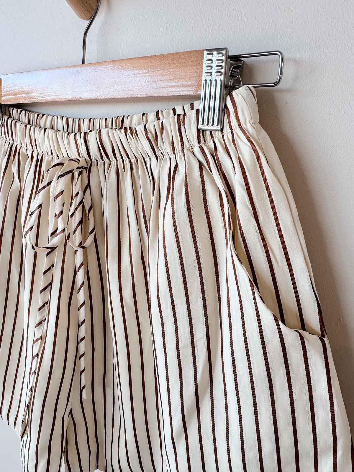 Women's Silky Shorts | Butter/Choc Stripe