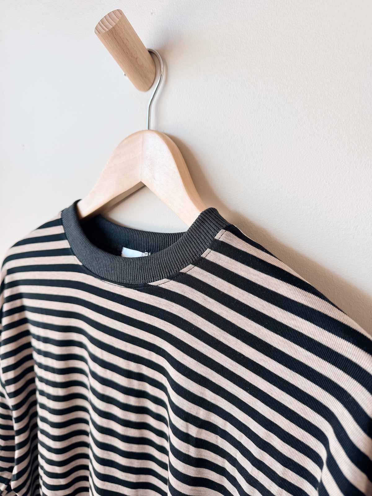Womens LS Tee | Grey/Black stripe