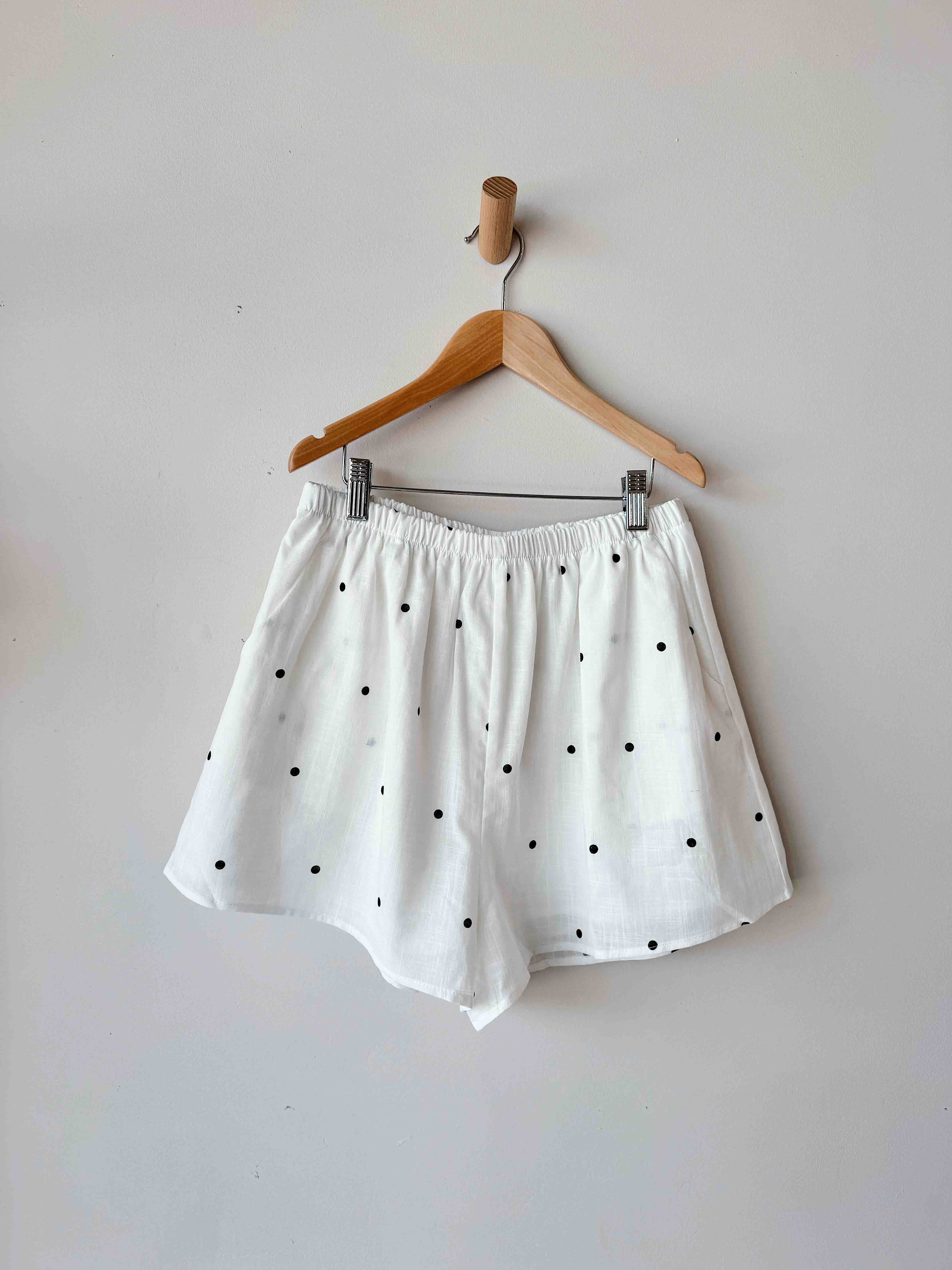 Women's Shorts | White Mini Polka Dot