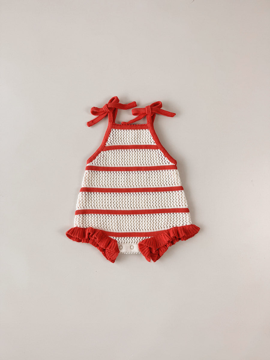 Crochet Knit Tie Romper