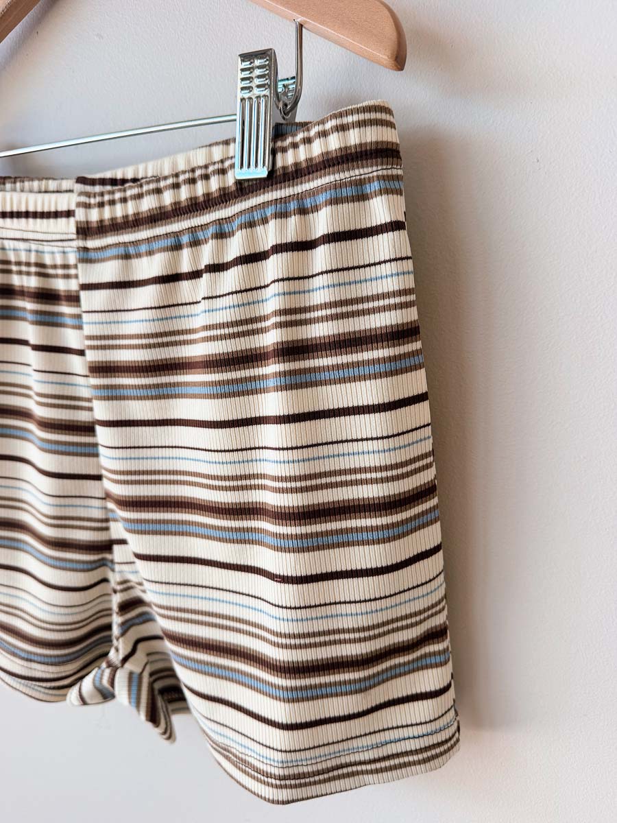 Women's Ribbed Mini Shorts | Beige/Brown/Blue