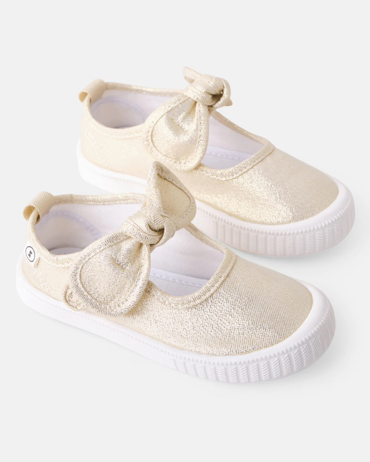 Millie Canvas Bow Shoes | Metallic Gold