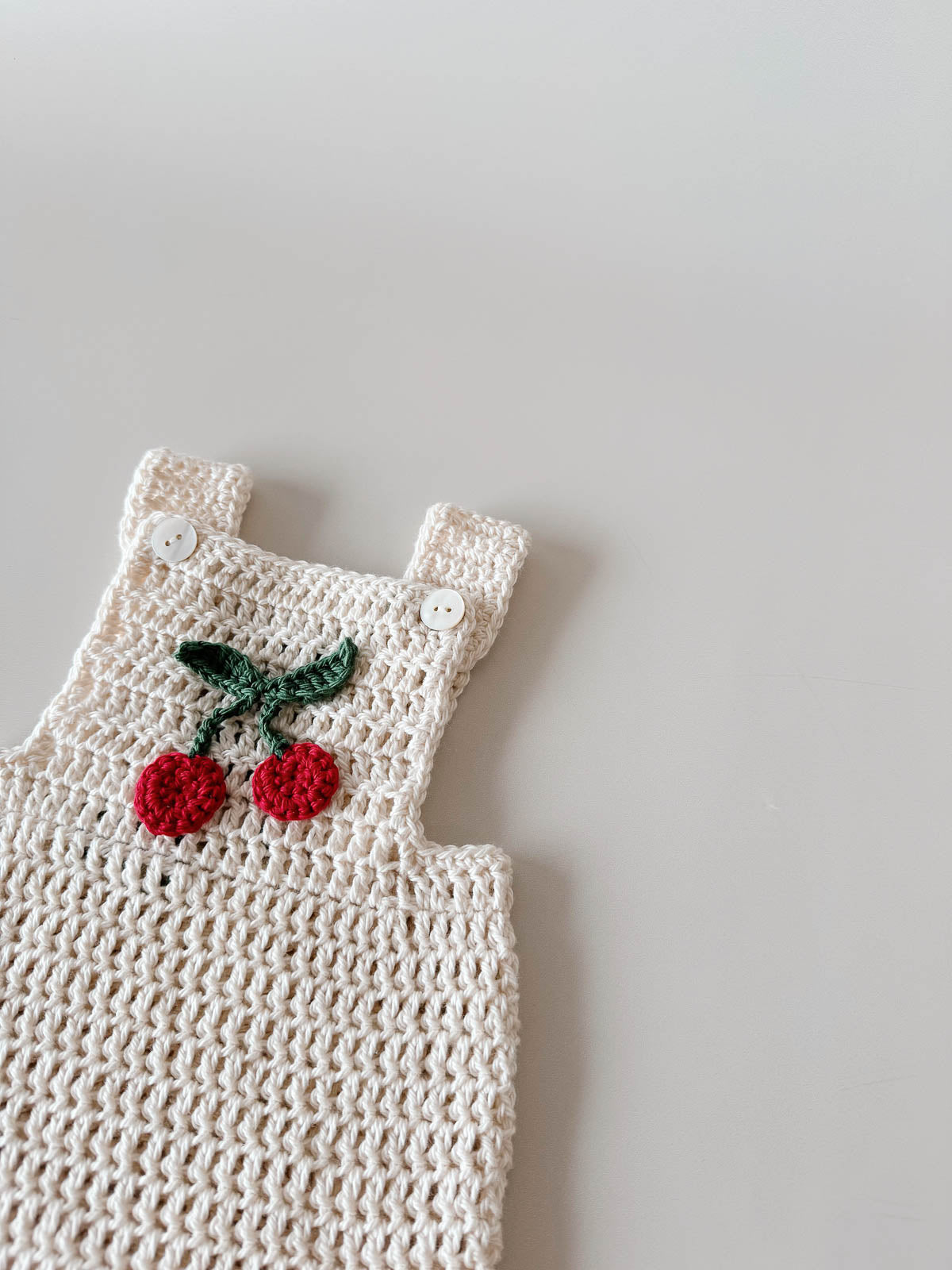 Cherry Keepsake Hand Crochet Romper