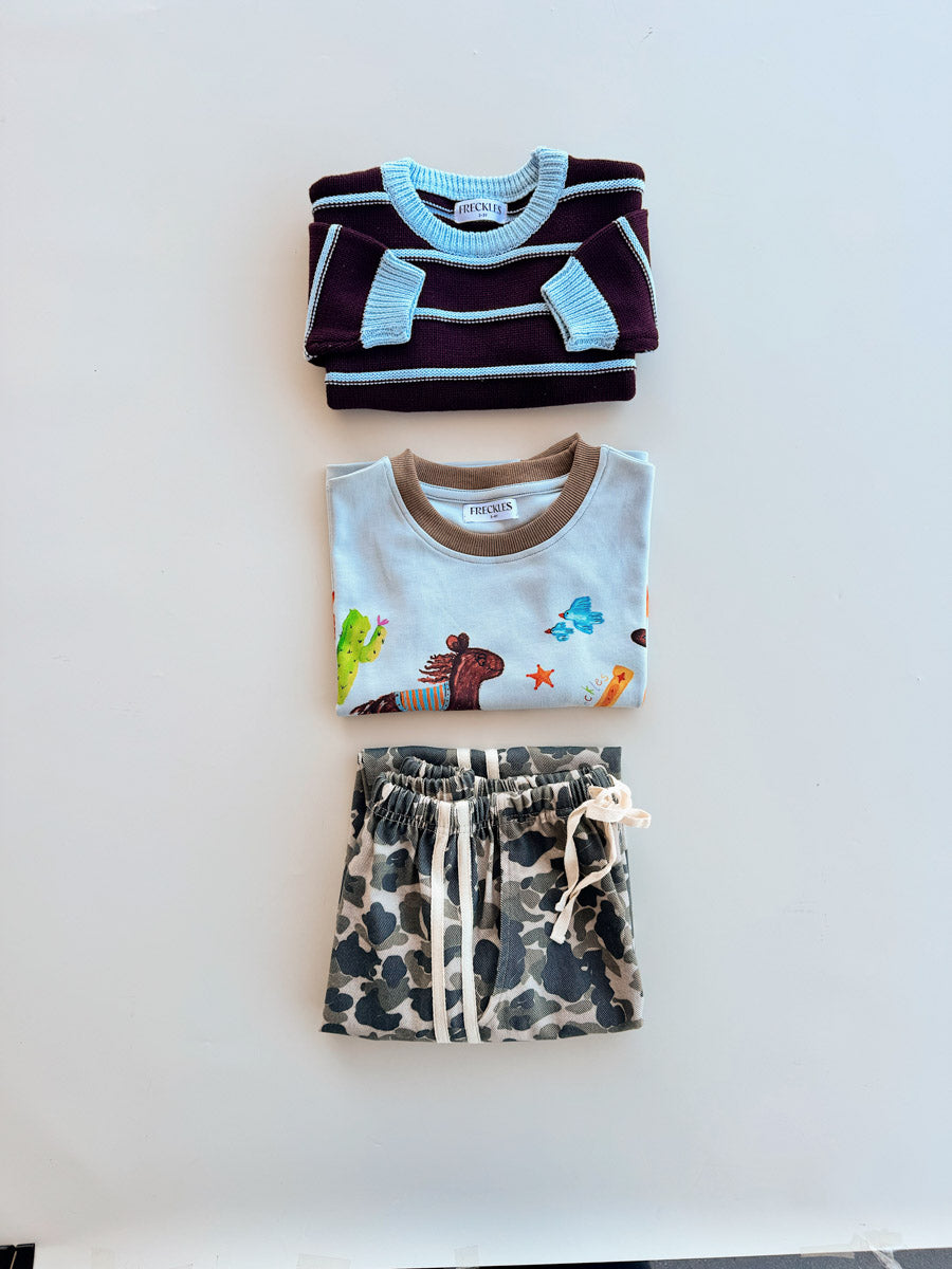 Raised Stripe Jumper | Blackberry/Arctic