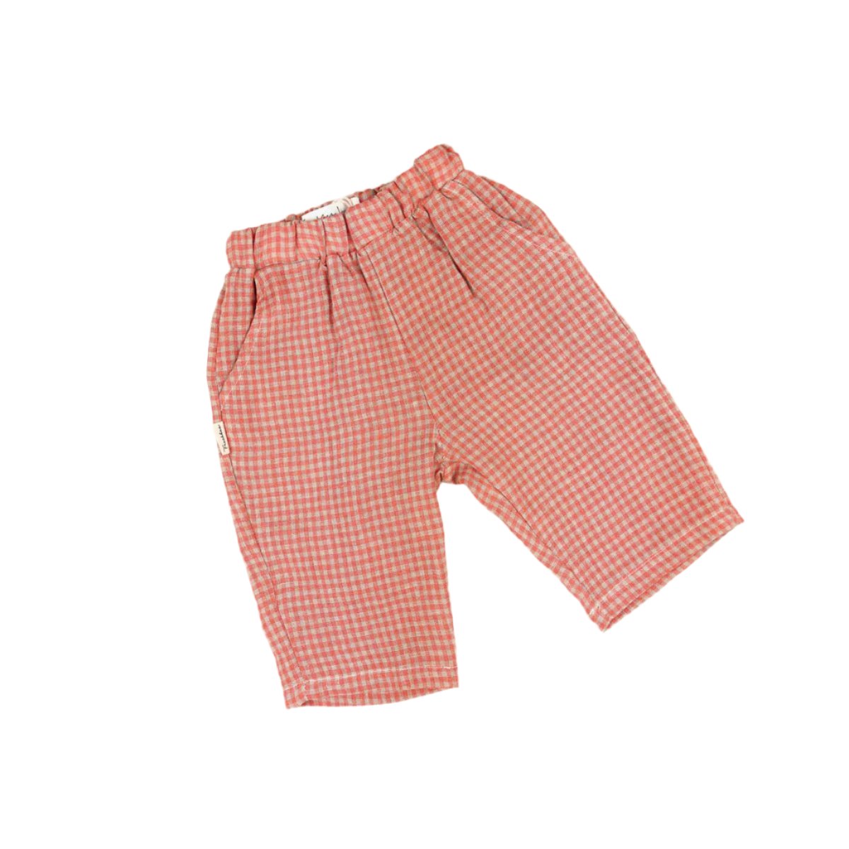 Bobbie Linen Unisex Pants | Coral Petite Check