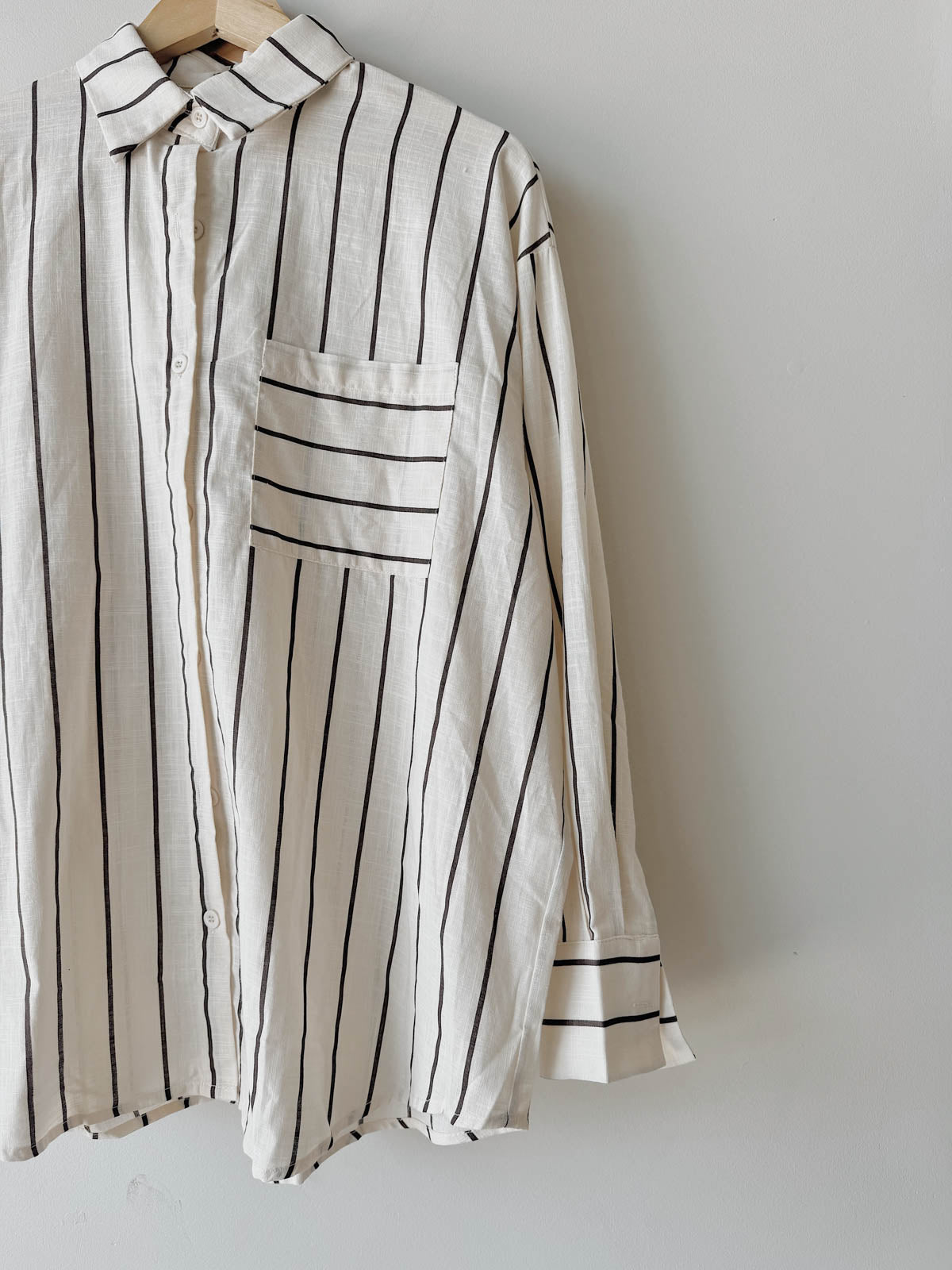 Womens LS Shirt SET | Oat / Chocolate Stripe