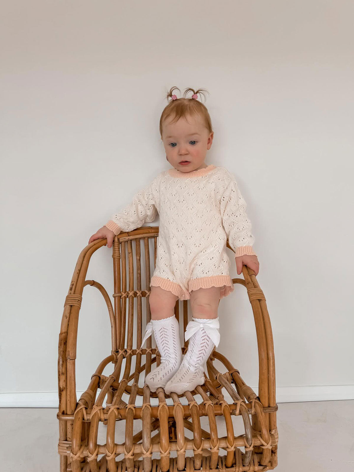 Mila Scollop Romper | Cream Blossom