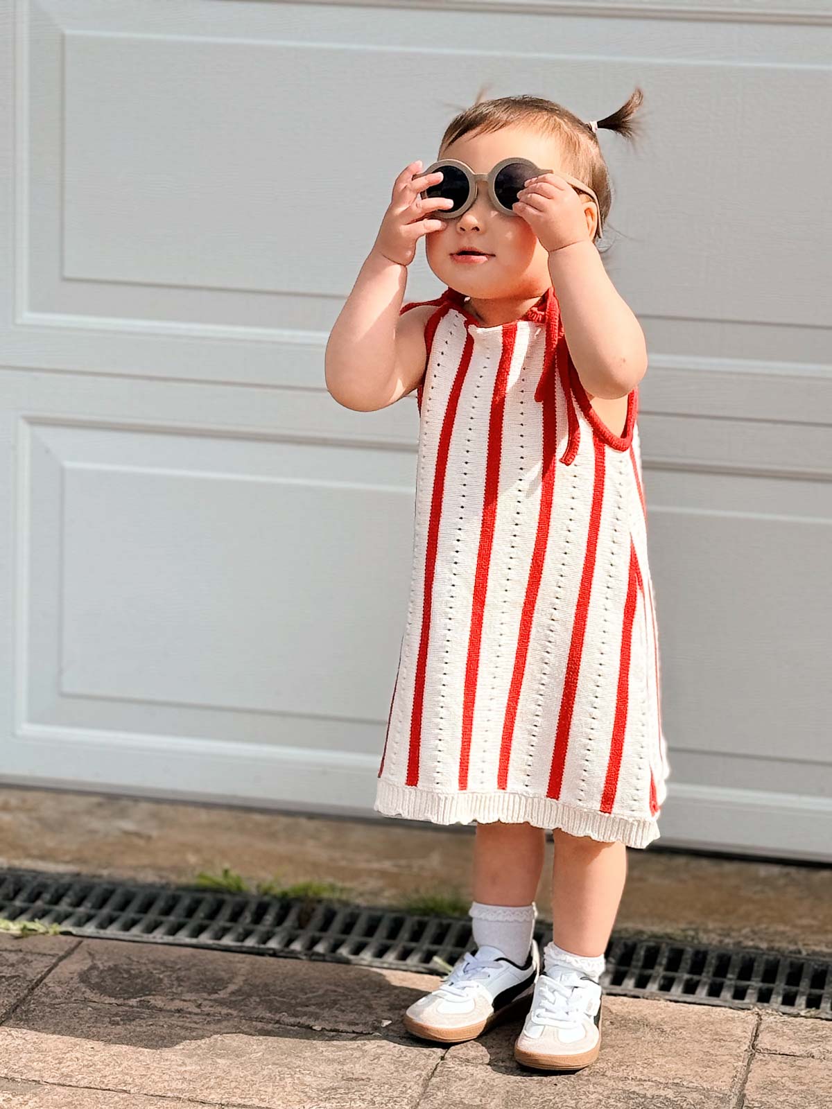 Coral Stripe Tie Knit Dress