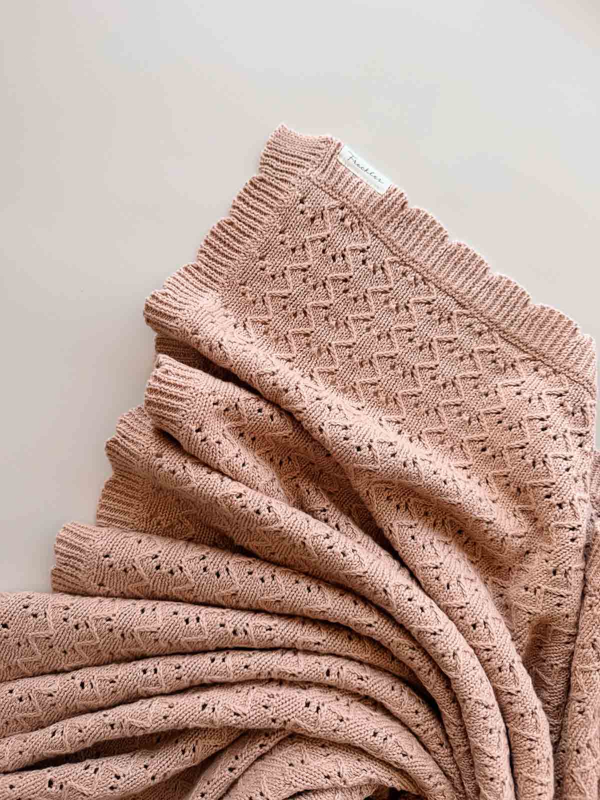 Pointelle Cotton Knitted Blanket | Clay