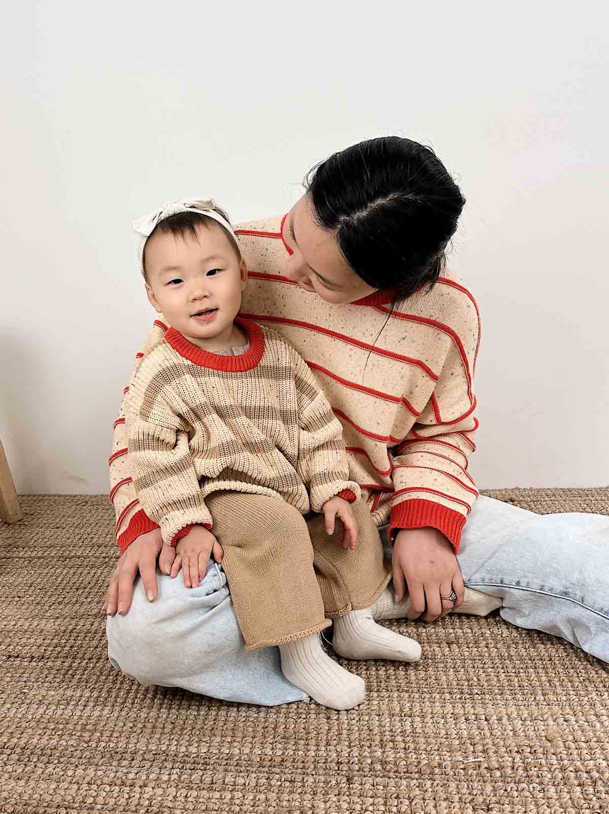 Adults Boxy Cotton Sweater | Sunset Stripe
