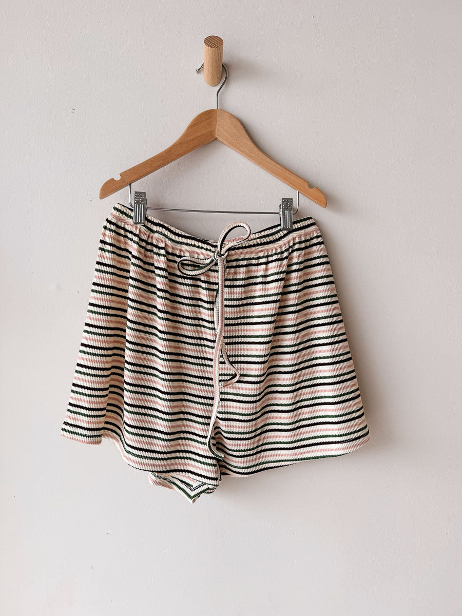 Women's Ribbed Shorts | Beige/Green/Pink