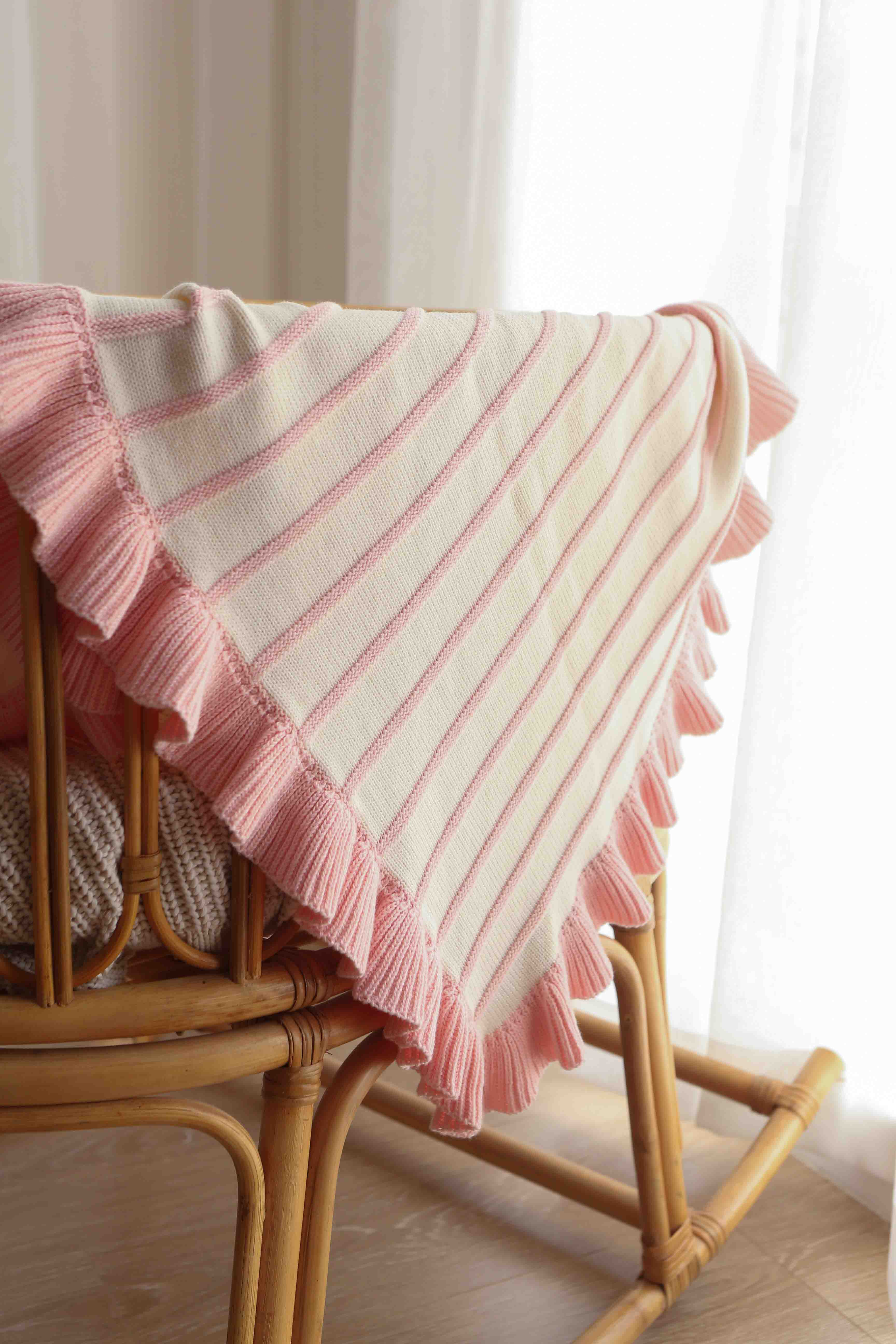 Raised Stripe Frill Blanket | Sweetpea