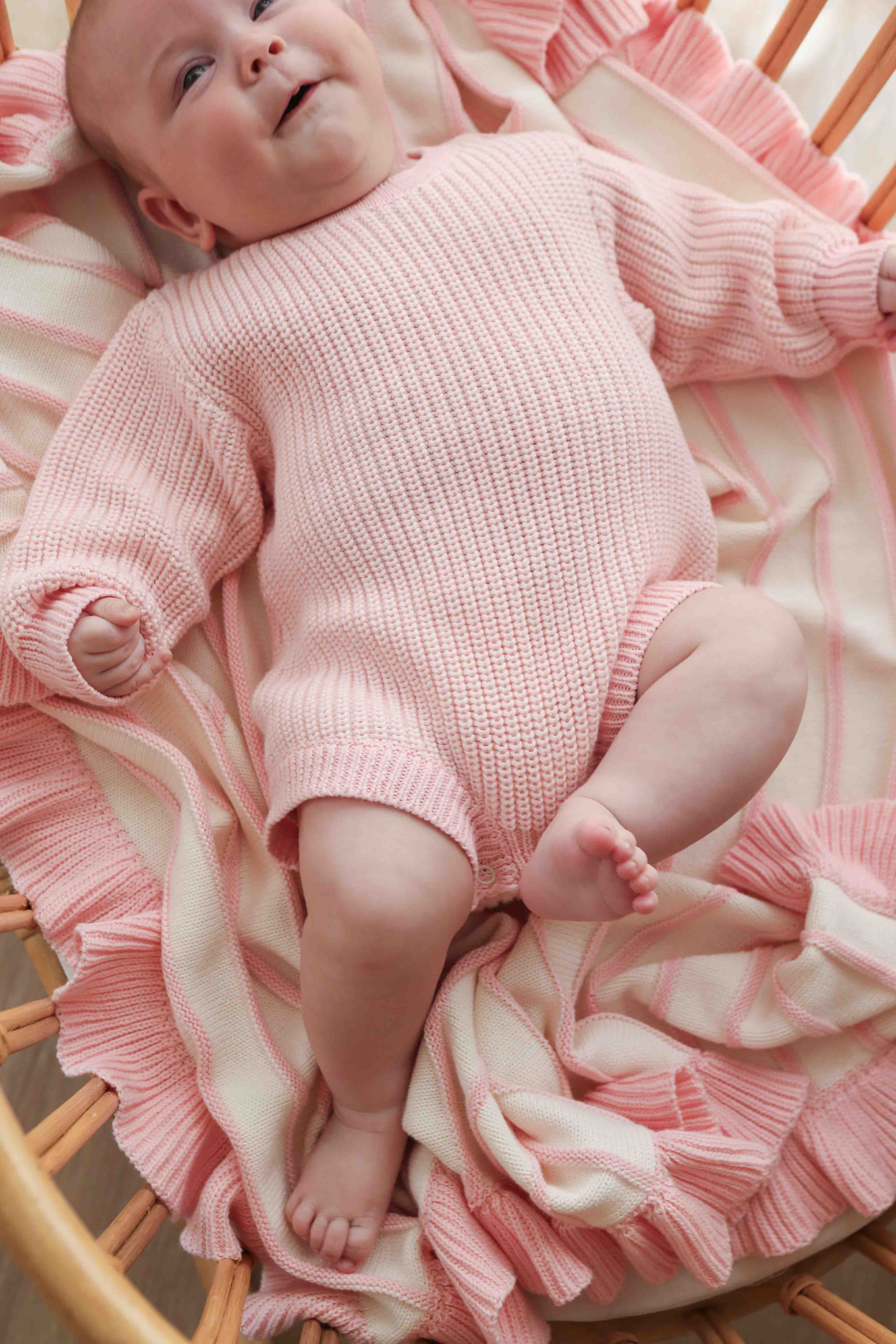 Raised Stripe Frill Blanket | Sweetpea