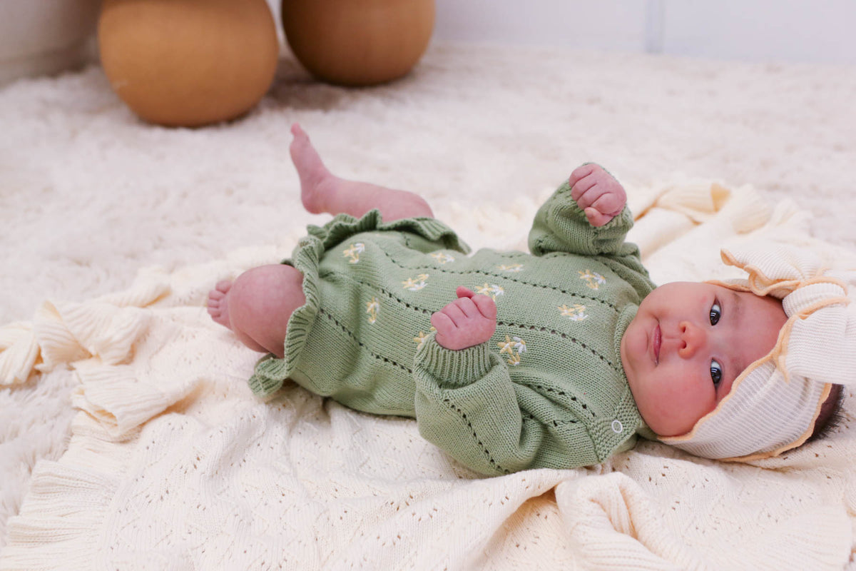 Bloom Pointelle LS Romper | Sage