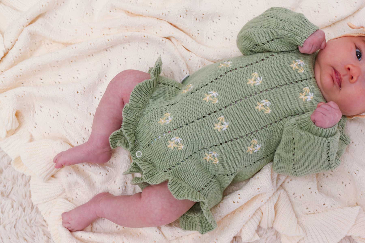 Bloom Pointelle LS Romper | Sage