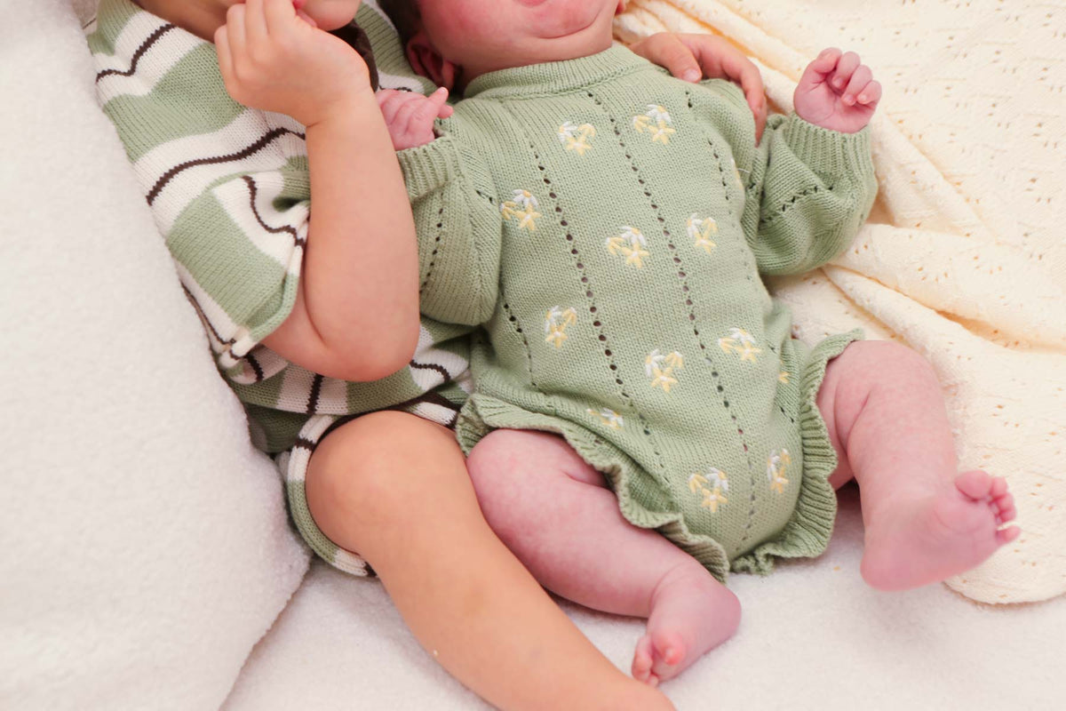 Bloom Pointelle LS Romper | Sage
