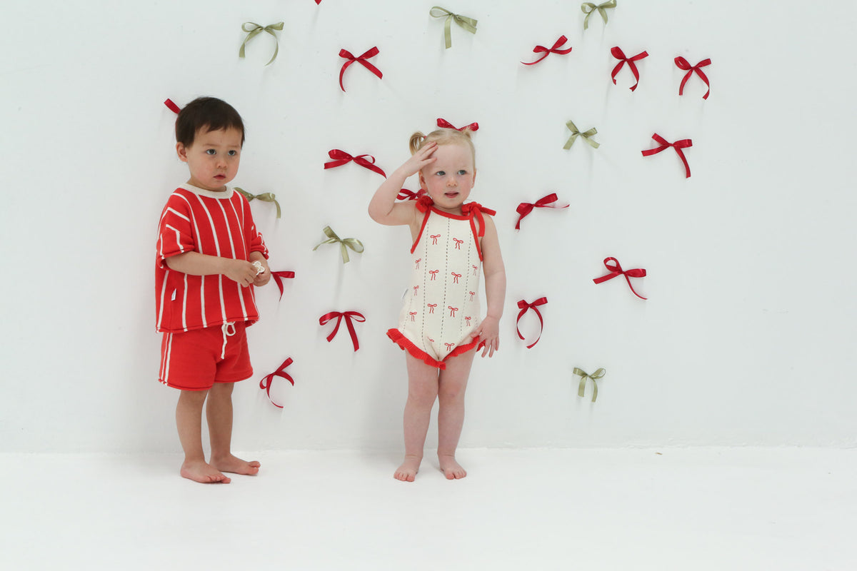 Pre-Order Embroidery Cotton Tie Romper | Bow