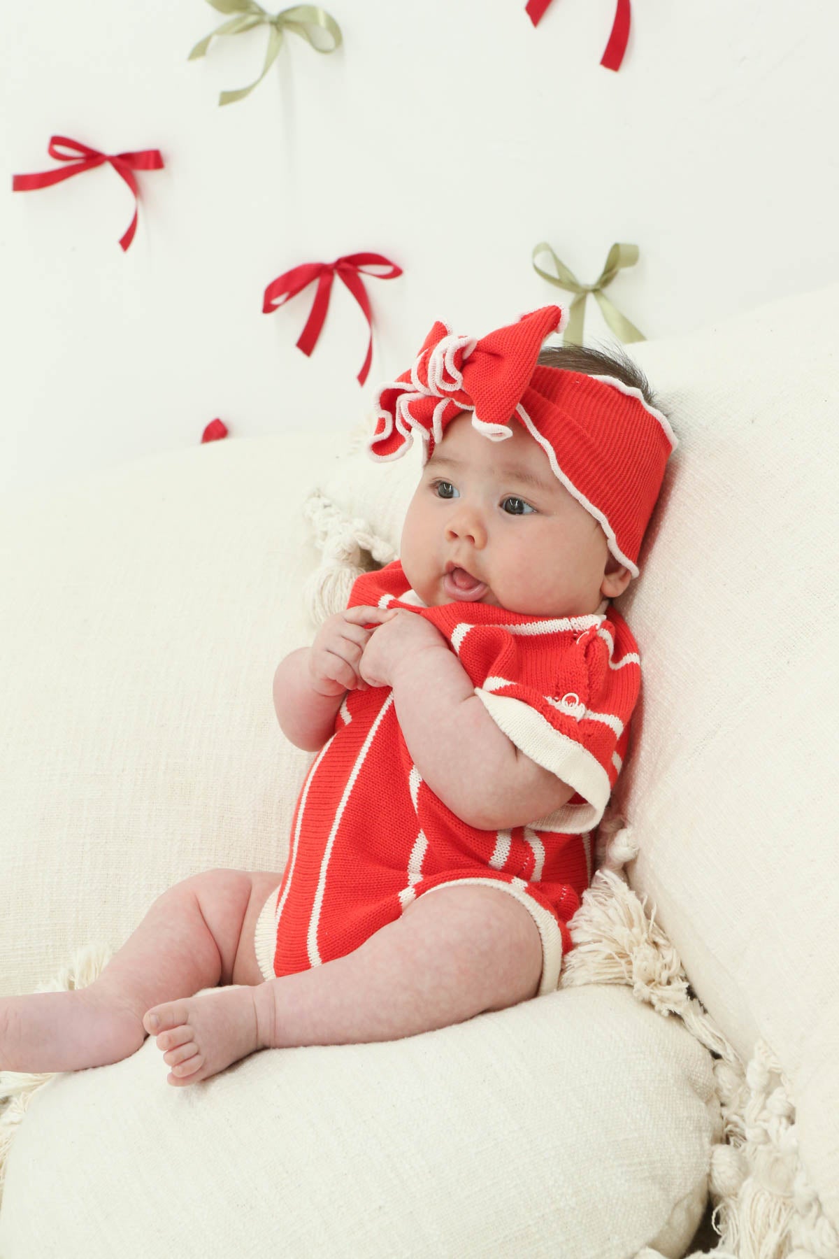 Pre-Order Knit Frill Baby Headband | Winterberry/Snow