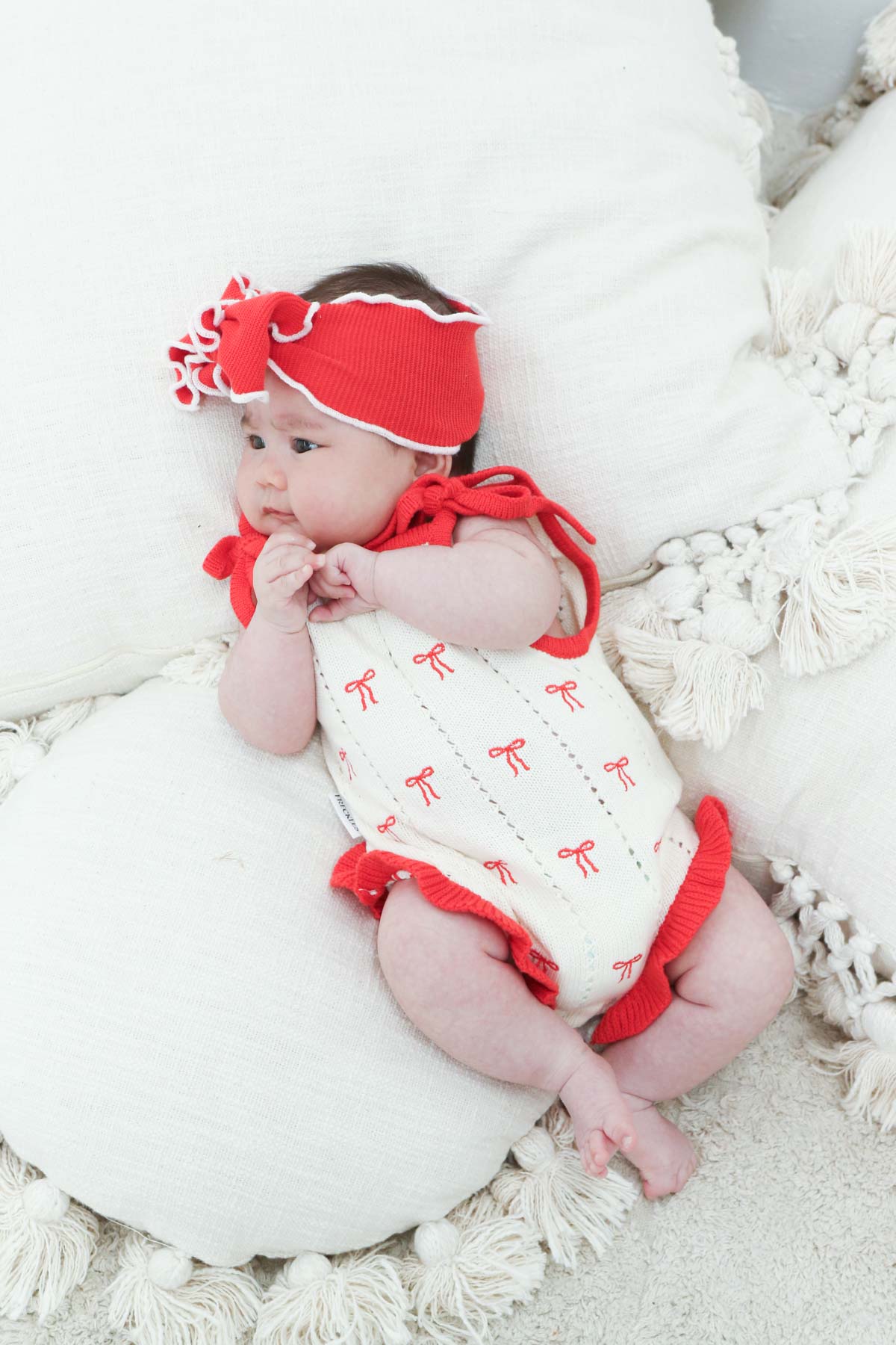 Pre-Order Embroidery Cotton Tie Romper | Bow