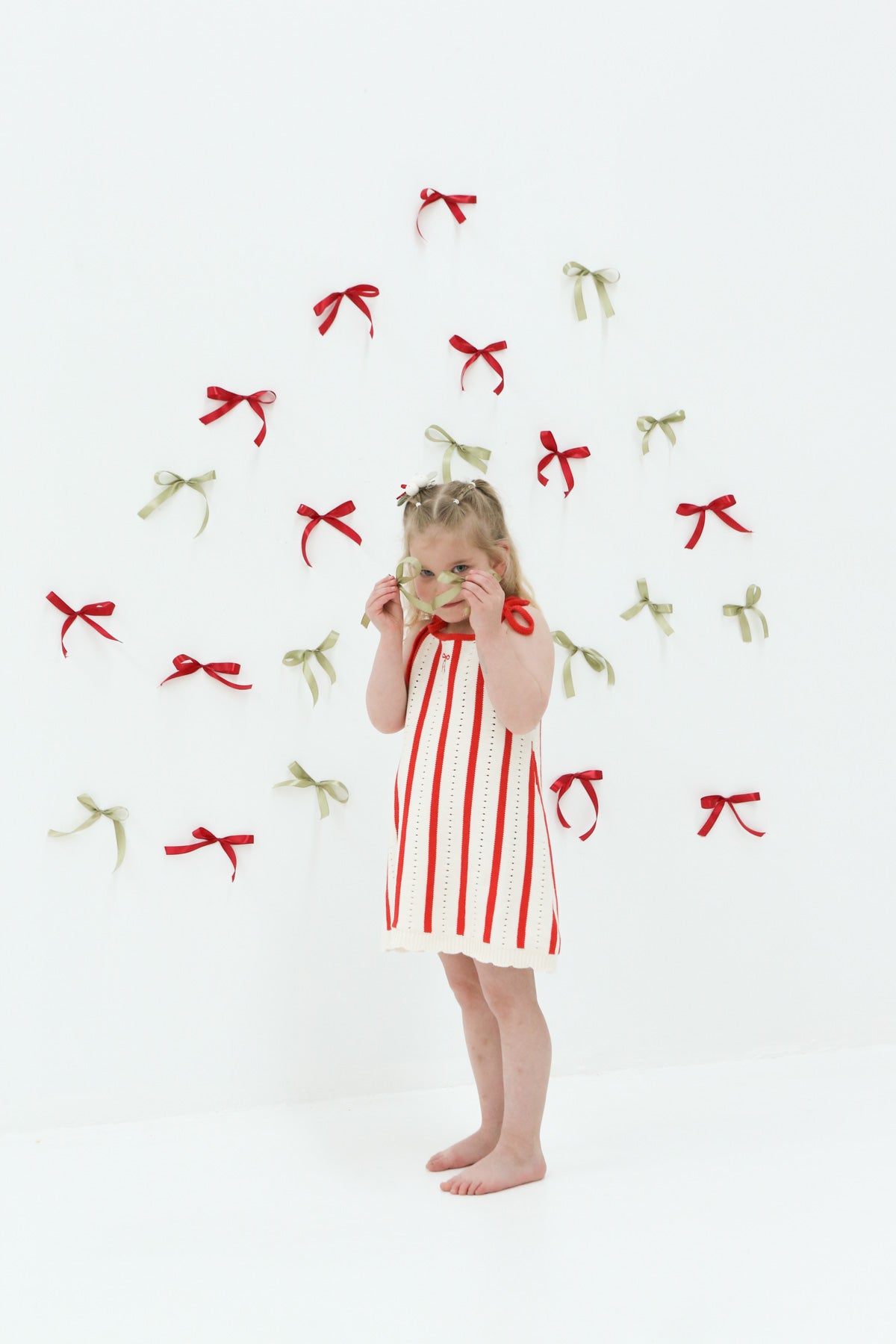 Pre-Order Pointelle Knit Girls Tie Dress | Bow
