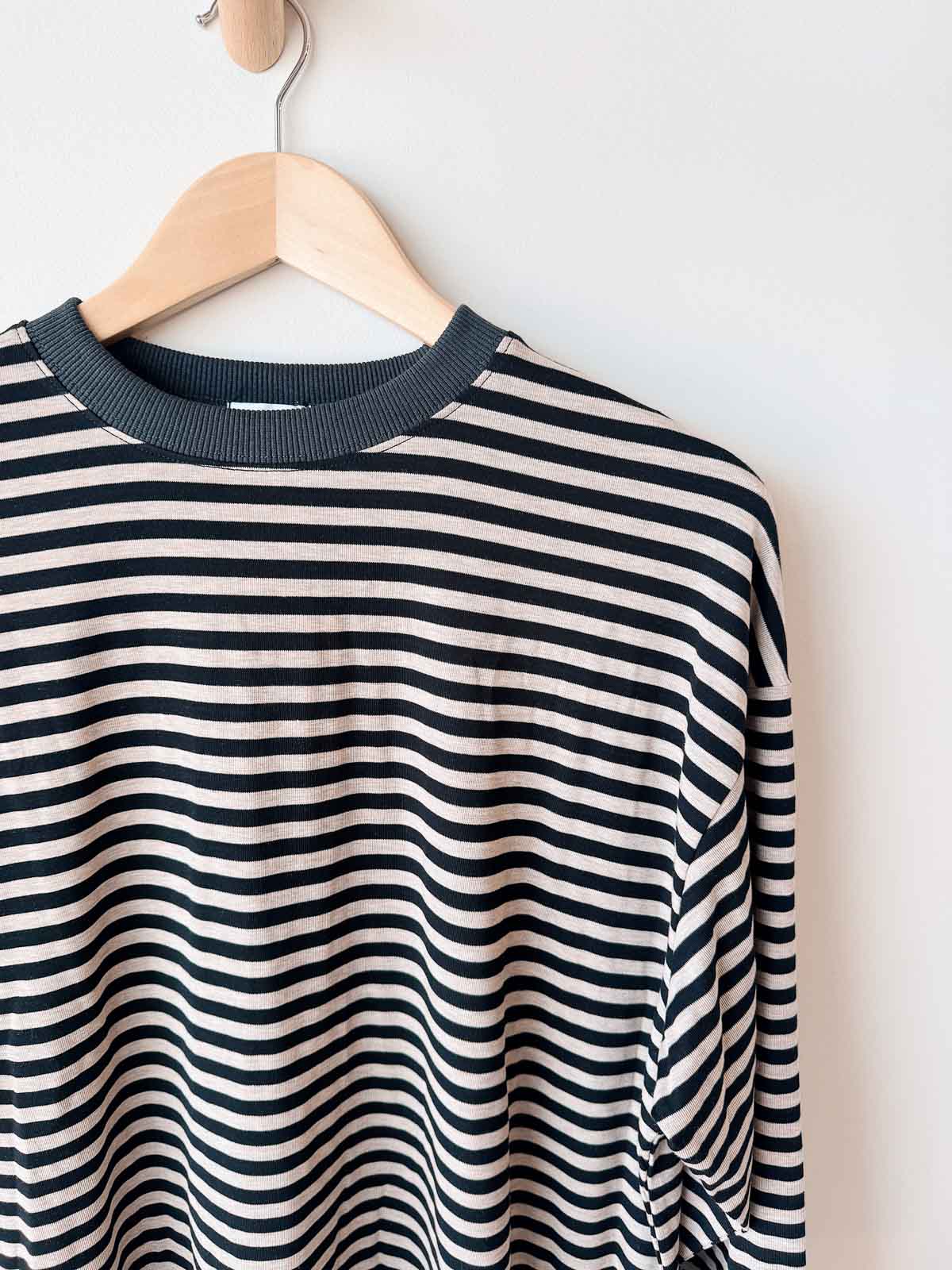 Womens LS Tee | Grey/Black stripe