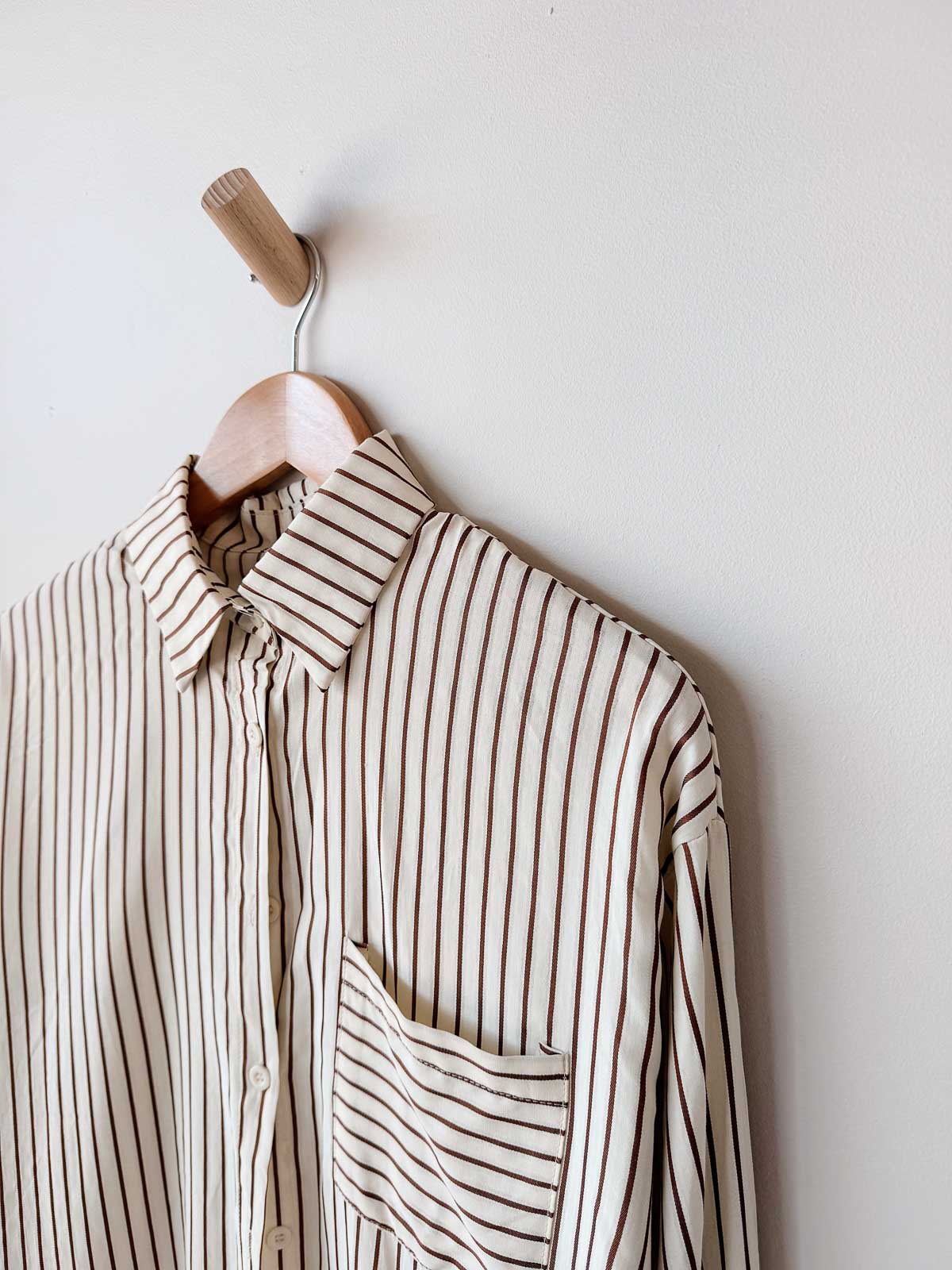Women's Silky Shirt | Butter/Choc Stripe