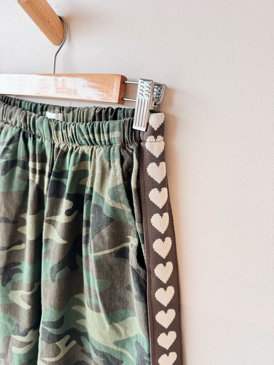 Women's Pants |  Camo / Choc Cream Heart Trim