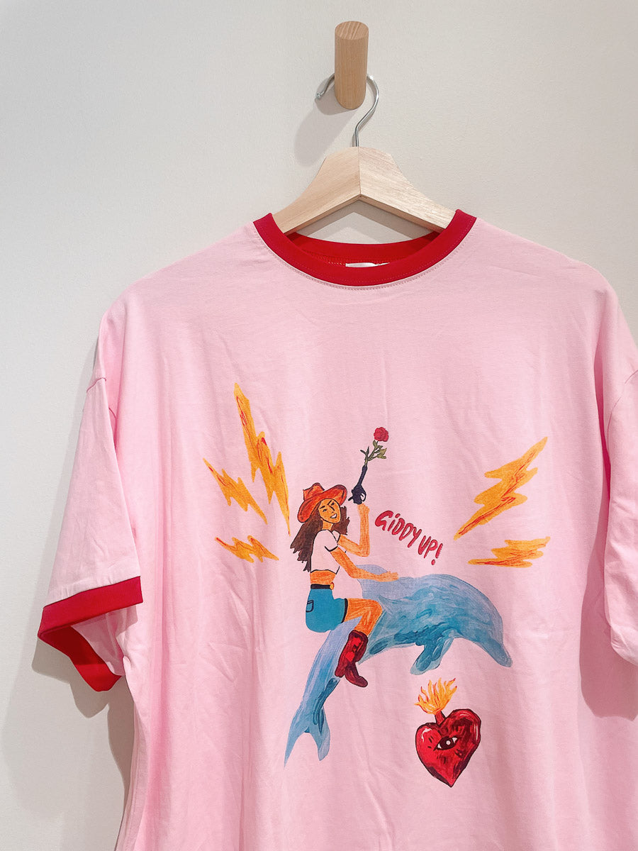 Womens SS Tee | Giddy Up Pink/Red