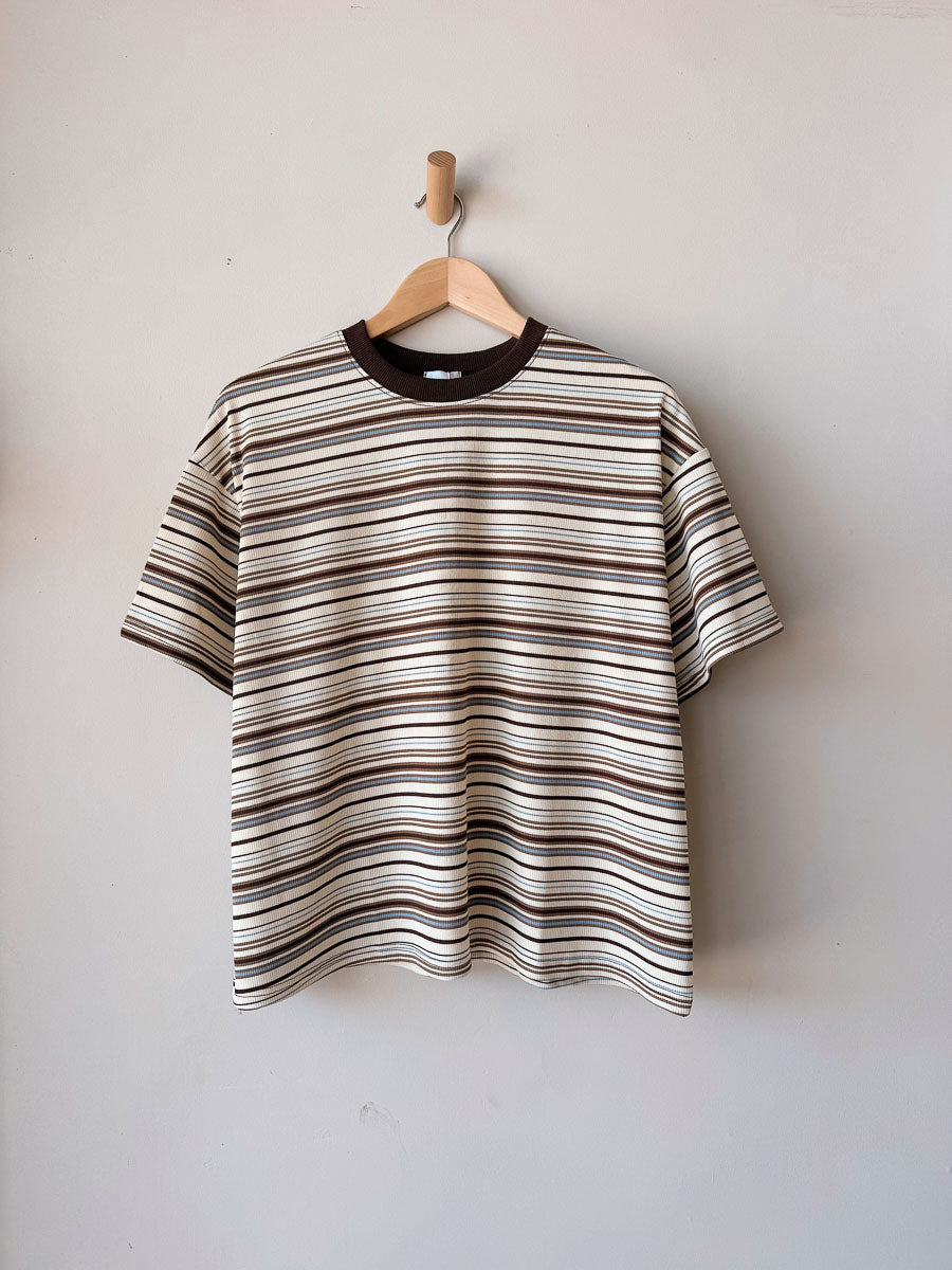Womens SS Ribbed Tee | Beige/Brown/Blue
