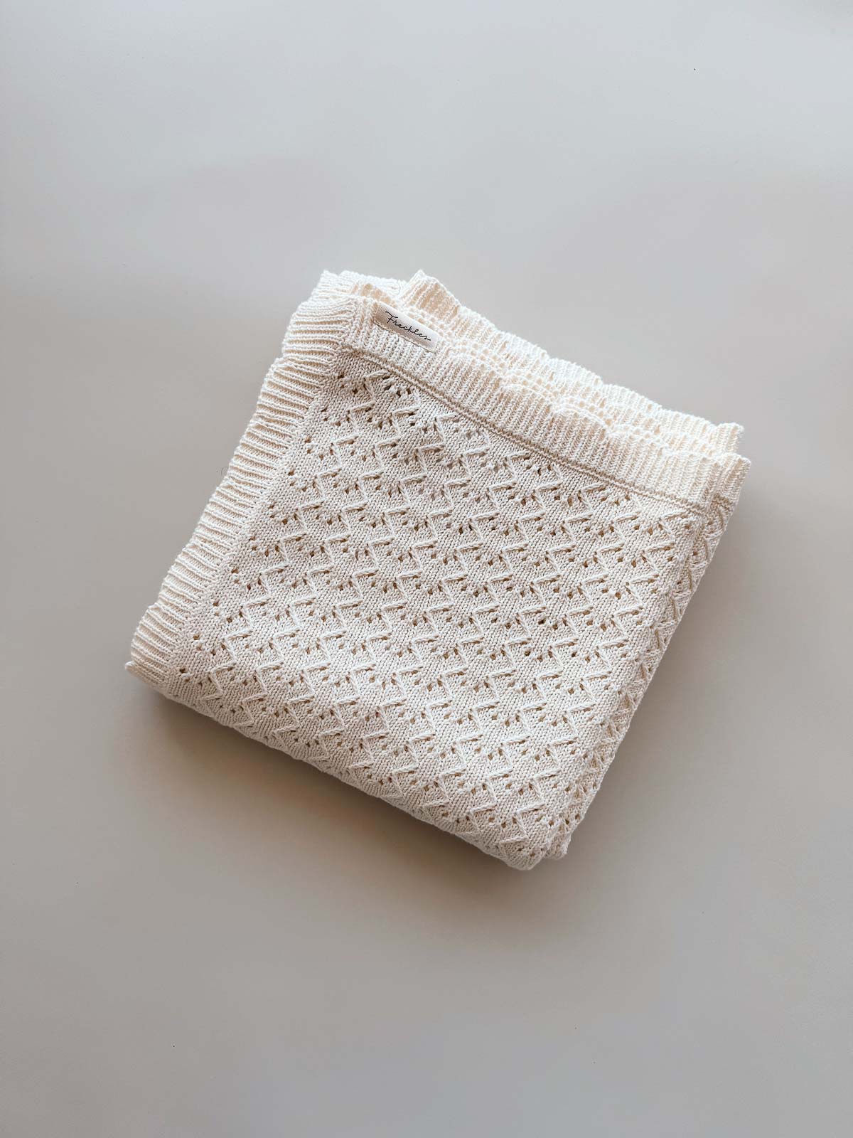 Pointelle Cotton Knitted Blanket | Cream