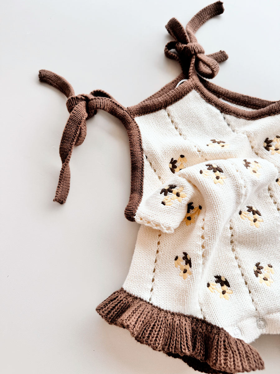 Bloom Pointelle Tie Romper | Amber