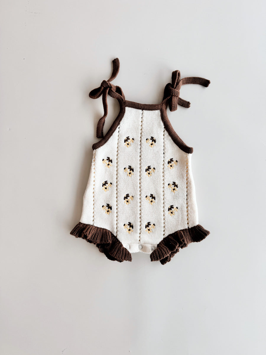 Bloom Pointelle Tie Romper | Amber