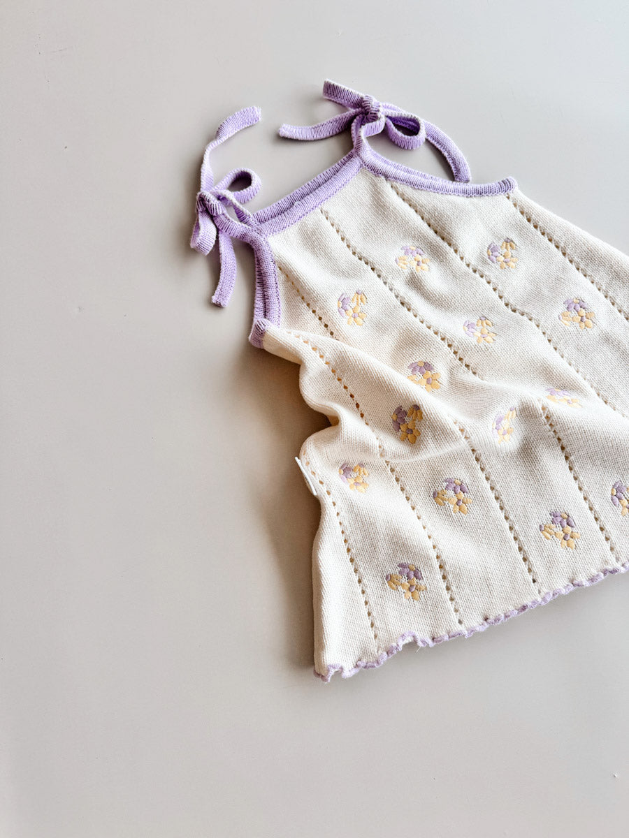 Bloom Pointelle Tie Dress | Violet