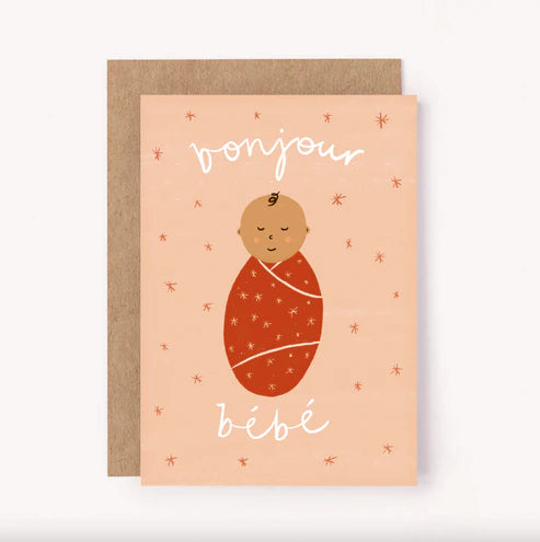 Card | Bonjour Bebe peach