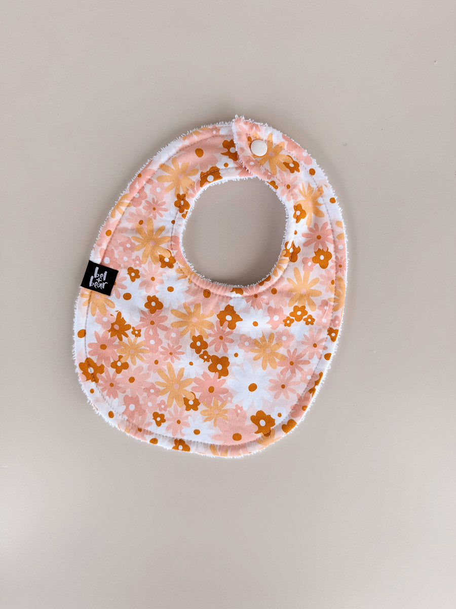 Cotton Dribble Bibs | Floral pink/yellow
