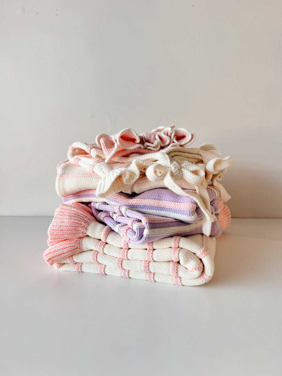Raised Stripe Knit SET  | Aster/Sweetpea/Snow