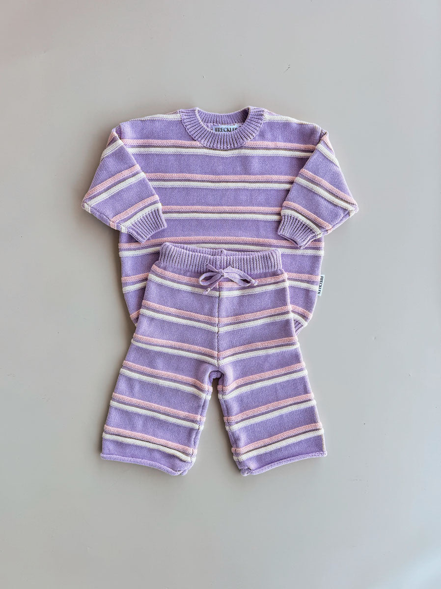 Raised Stripe Knit SET  | Aster/Sweetpea/Snow