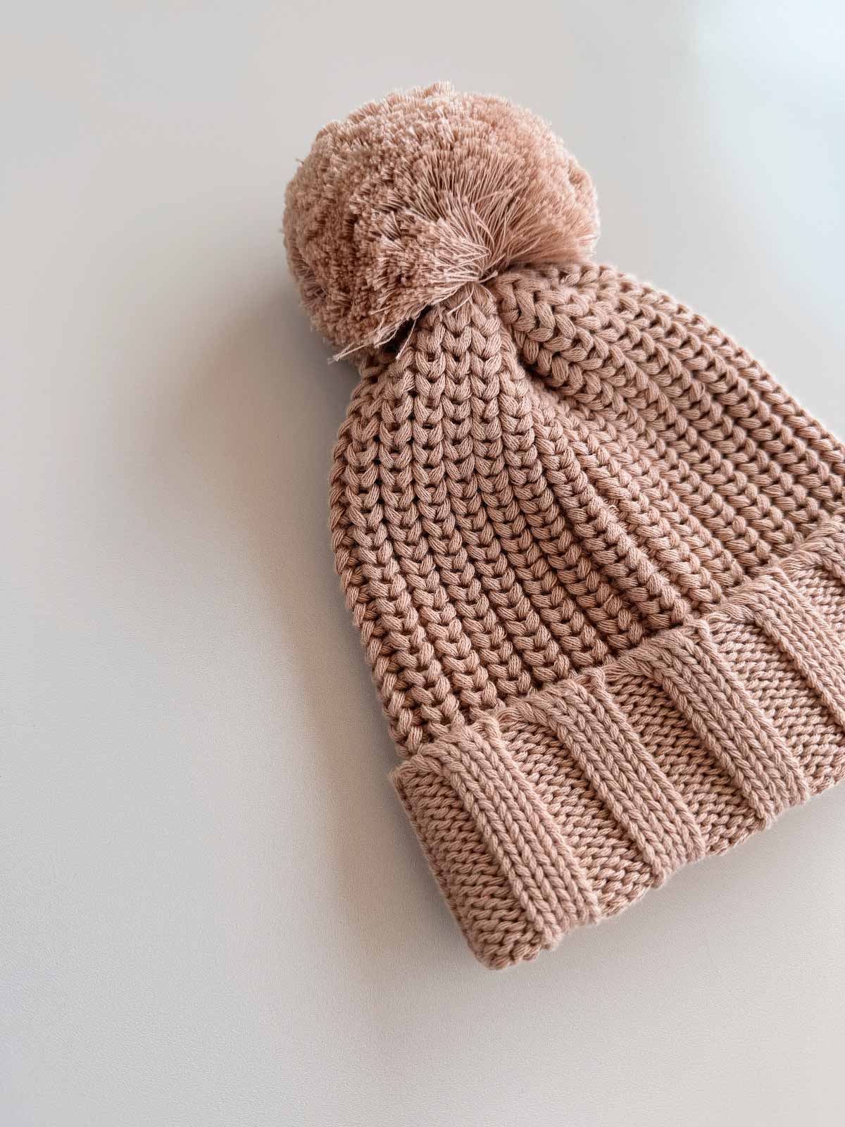 Chunky Cotton Rib Beanie | Clay